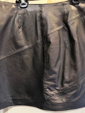 Black leather mini skirt